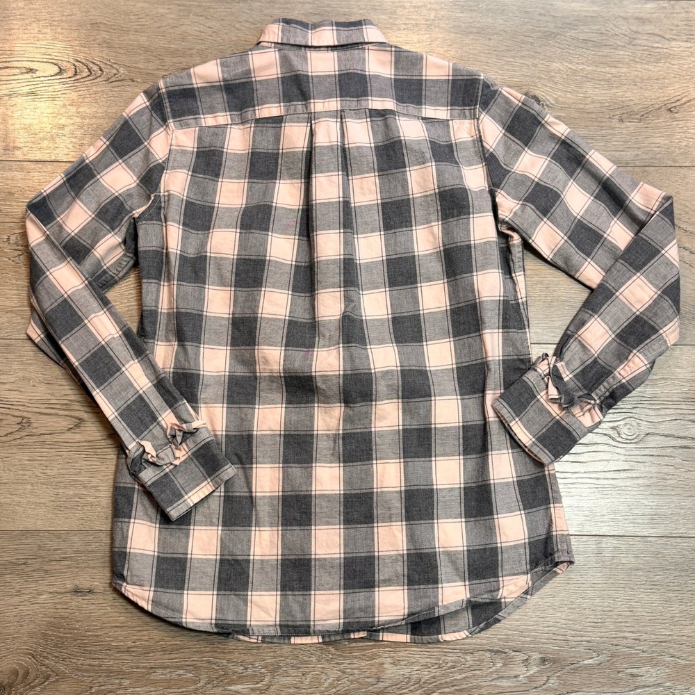 Banana Republic Dillon Shirt XS Xsmall Pink Blush Gray Plaid Flannel Button Down - Picture 2 of 8